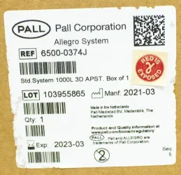 Pall LGRTTE 1000L Allegro Bioprocessing Single Use Mixer Tote, 10 of 12