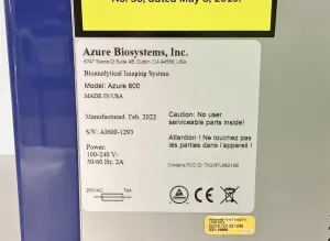 Azure Biosystems 600 Imager – Multi-Channel Western Blot and Fluorescence Imaging System, 17 of 17