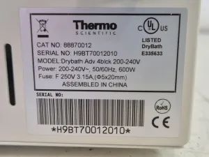 Thermo Scientific Adv 4 Block Drybath 200-24V Laboratory Heating Incubator, 5 of 6