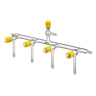 J Young Single Bank Vacuum Manifold with PTFE Valves and Vacuum Gauge Port