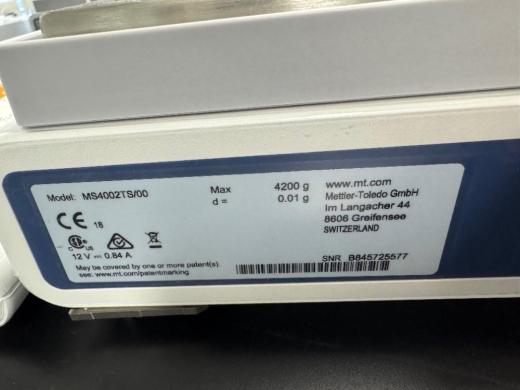 Mettler Toledo MS4002TS/00 Precision Digital Laboratory Scale-cover