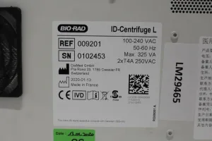 Bio-Rad ID-Centrifuge L Manual Immunohematology and Tube Centrifuge with Autodetection, 5 of 5