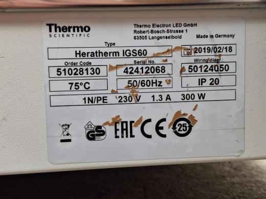 2018 Thermo Scientific HeraTherm IGS60 Incubator-cover