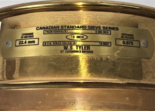 Tyler 8" Brass Frame Stainless Steel Mesh Sieve with 22.4 mm Aperture (ASTM E-11)