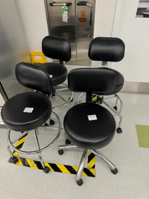 Ergonomic Adjustable Height Lab Stools with Padded Seat and Chrome Base, Set of 6
