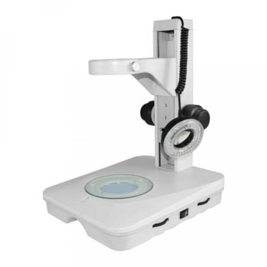 Munday Microscope Track Stand with 76mm Fine Focus Rack and Dimmable LED Ring Light-cover
