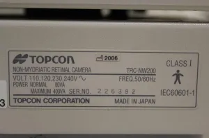 Topcon TRC-NW200 Non-Mydriatic Retinal Camera, 2 of 3