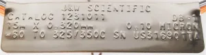 Agilent J&W DB-1 (123-1011) 15M x 0.32mm x 0.1μm Capillary Gas Chromatography Column, 2 of 2