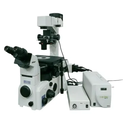 Nikon Eclipse TE2000-U Inverted Microscope with Fluorescence, Phase Contrast, and X-Cite Illumination