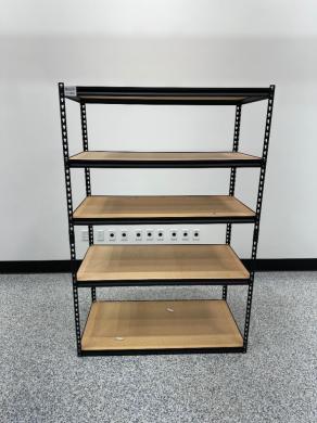 5-Foot Stationary Laboratory Metal Rack with Wooden Shelves for Equipment Storage-cover