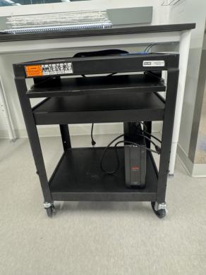 Underdesk Rolling Computer Table with Three-Tier Shelving and Caster Wheels-cover