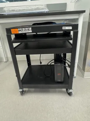 Underdesk Rolling Computer Table with Three-Tier Shelving and Caster Wheels