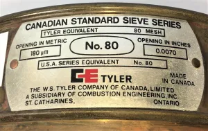 Tyler #80 Brass 8" Full-Height Sieve with 180 μm Aperture, 4 of 11