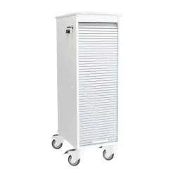 TrippNT 6 Shelf Narrow Locking Cart with Locking Roll-Top Door and HDPE Construction, 8 of 11