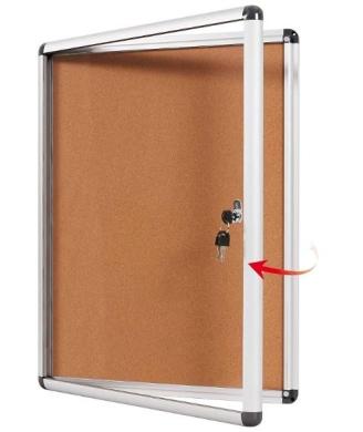 Swansea Enclosed Lockable Cork Bulletin Board with Self-Healing Surface 38x28 inch-cover