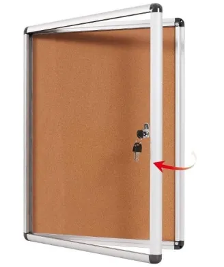 Swansea Enclosed Lockable Cork Bulletin Board with Self-Healing Surface 38x28 inch