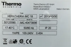 Thermo Scientific HeraTherm IMC 18 Refrigerated Microbiological Incubator with Traceable Thermometer, 11 of 11