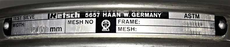 Retsch 270 8" Stainless Steel Half-Height Sieve, 53 μm Aperture