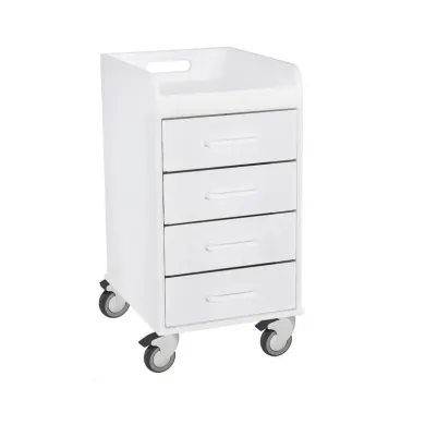 TrippNT Polyethylene Compact Locking Laboratory Cart with 4 Locking Drawers, 14"x27"x19"