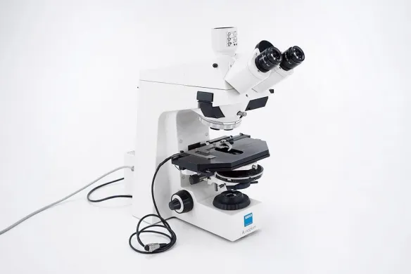 Zeiss Axioplan Trinocular Microscope Body with 2x PL10x/25 Eyepieces and HAL100 Halogen Illumination