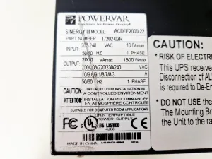 Ametek PowerVar Sinergy III Model ACDEF2000-22, 2 of 14