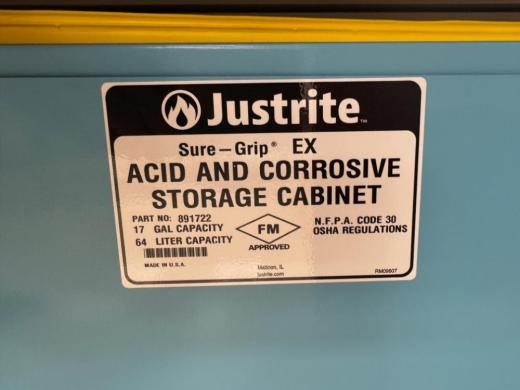 Justrite Sure-Grip EX 17 Gallon Acid and Corrosive Storage Cabinet-cover