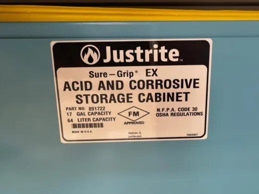 Justrite Sure-Grip EX 17 Gallon Acid and Corrosive Storage Cabinet