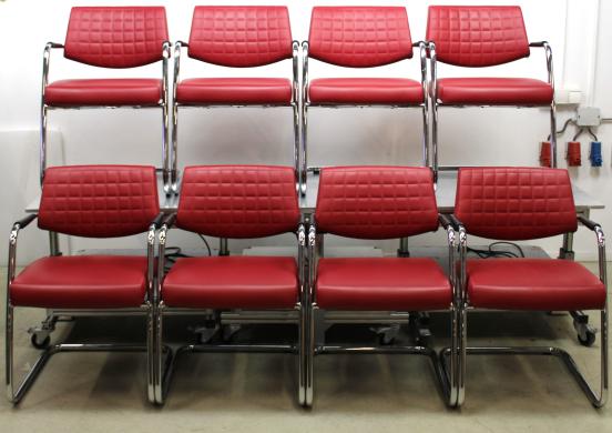 SitLand Stabilimento di Nanto VI Set of 8 Red Eco-Leather Office Chairs-cover