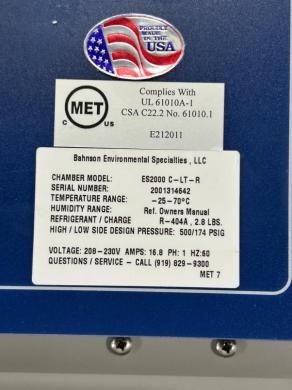 Bahnson ES2000 Series Upright Environmental Test Chamber with Touchscreen Control-cover