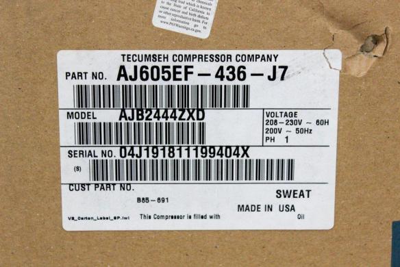 Tecumseh AJB2444ZXD AJ605EF-436-J7 Industrial Air Compressor, US Made-cover