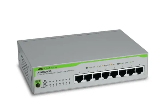 Allied Telesis AT-GS900/8 8-Port VLAN Rackmount Network Switch for Small Business