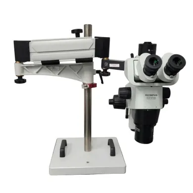 Olympus SZX16 Stereo Microscope with Tilting Trinocular Head and Articulating Arm Boom Stand