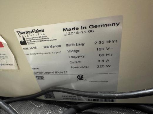 Thermo Sorvall Legend Micro 21 Centrifuge-cover