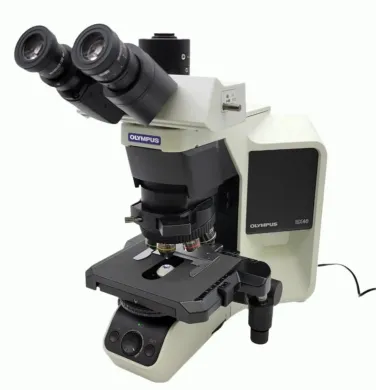 Olympus BX46 LED Microscope with Plan Apo 2x and Fluorite Objectives, Trinocular Head