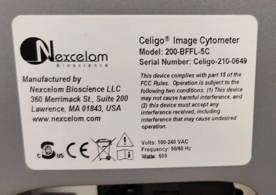 Nexcelom Celigo 5 Channel Image Cytometer for Automated Cellular Imaging