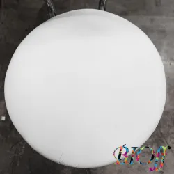 9248 White Round Laboratory Stool with Backrest and Casters, 3 of 7