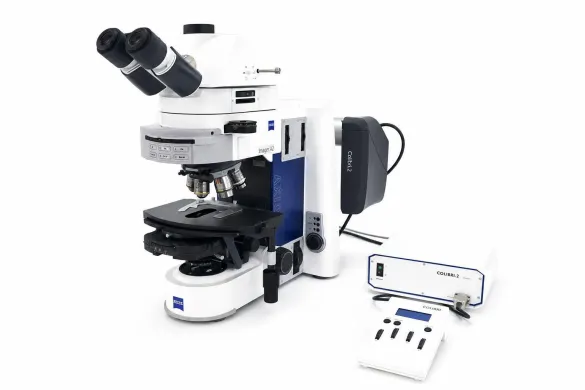 Zeiss Axio Imager A2 Upright Research Microscope with DIC, Fluorescence, Brightfield, Darkfield, Colibri LED and Halogen Illumination