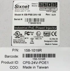Sixnet EB-PSE-24V-1B Industrial PoE Power Injector with 2 IEEE 802.3af Ports, 5 of 12