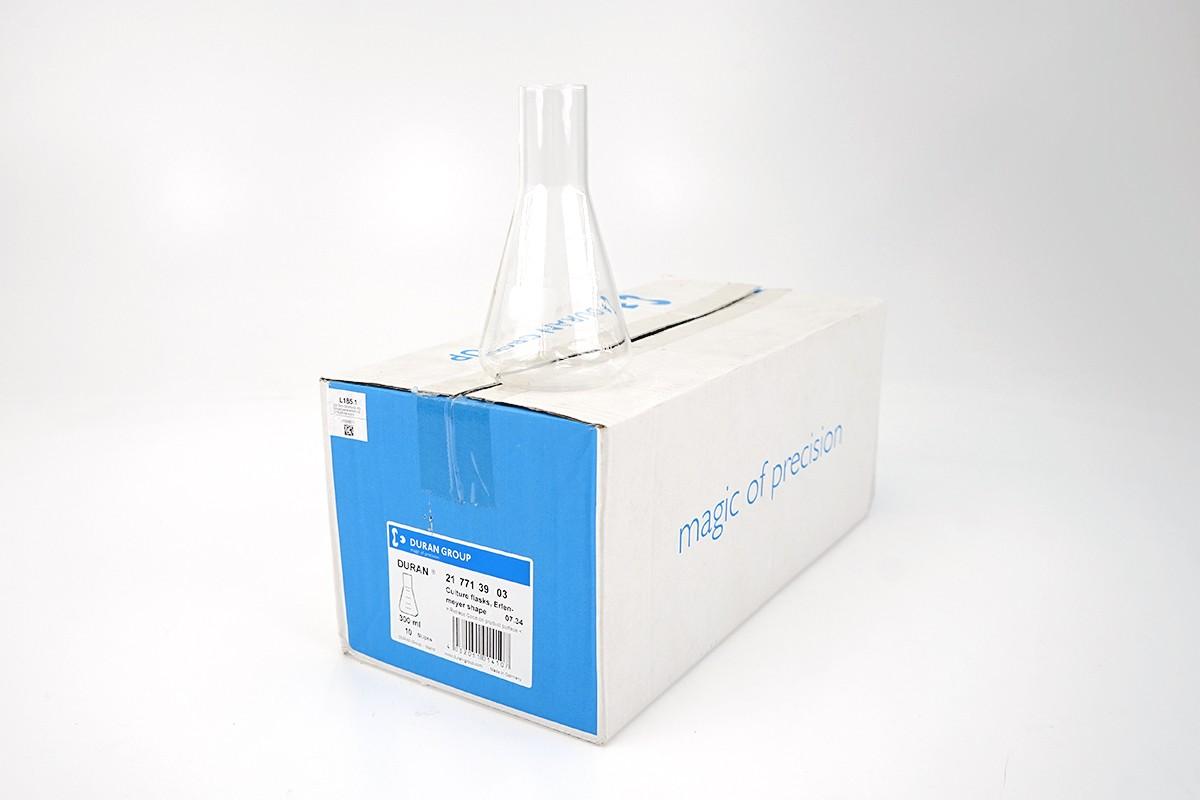 DURAN 300 mL Erlenmeyer Culture Flasks, 10-Pack, 21 771 39 03