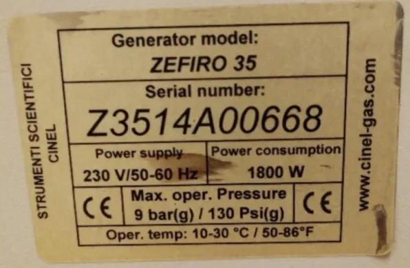 CINEL ZEFIRO 35 Nitrogen Generator for LC/MS Applications