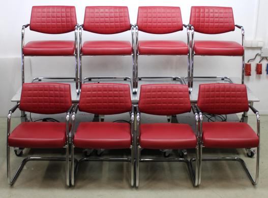 SitLand Stabilimento di Nanto VI Set of 8 Ergonomic Red Eco-Leather Office Chairs-cover