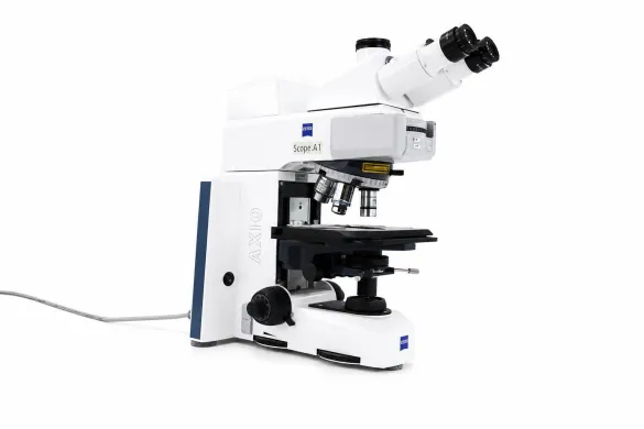 Zeiss Axio Scope A1 Upright Fluorescence DIC Microscope with 455 nm LED and 1.25x/20x/63x Objectives