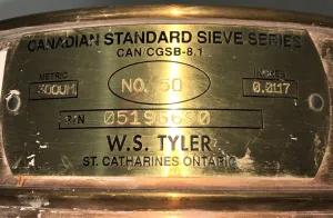 Tyler #50 Brass 8-Inch Test Sieve with 300μm Aperture, ASTM E-11 Compliant, 2 of 4