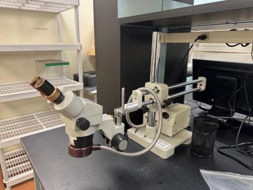 Luxo Stereo Microscope with Fiber Optic Illumination and Articulated Arm Stand-cover