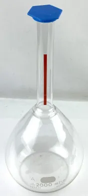 Corning PYREX 5600 Lifetime Red Class A 2L Volumetric Flask with Snap-Cap