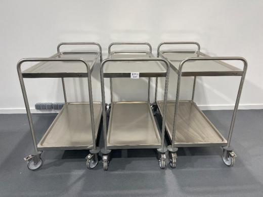 Set of 3 Stainless Steel Laboratory Utility Trolleys with Two Shelves and Casters-cover