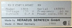 Heraeus Biofuge B 1303 Microcentrifuge for 24 x 1.5-2 mL Tubes, 6 of 6