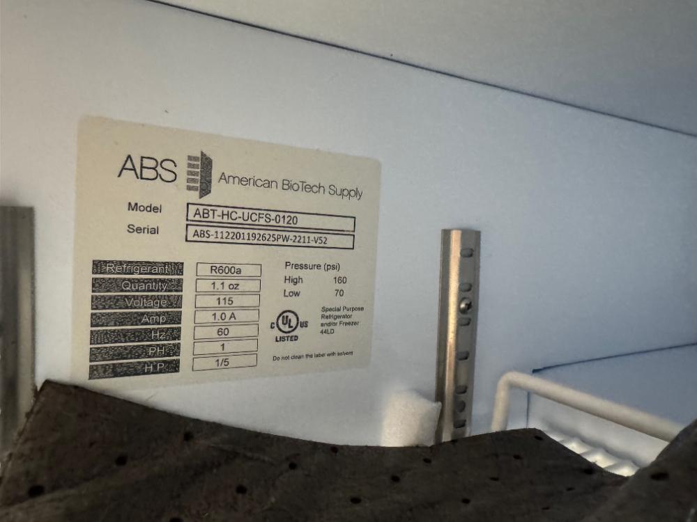 American Biotech Supply ABT-HC-UCFS-0120 Undercounter Laboratory Freezer with Temperature Alarm