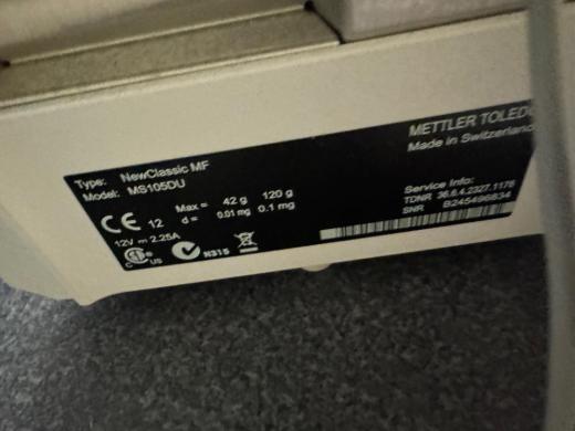 Mettler Toledo MS105Du Analytical Balance with Draft Shield and Printer-cover