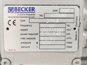 Becker DT4.8 Oil-Free Rotary Vane Compressor for Laboratory Use, 7 of 8